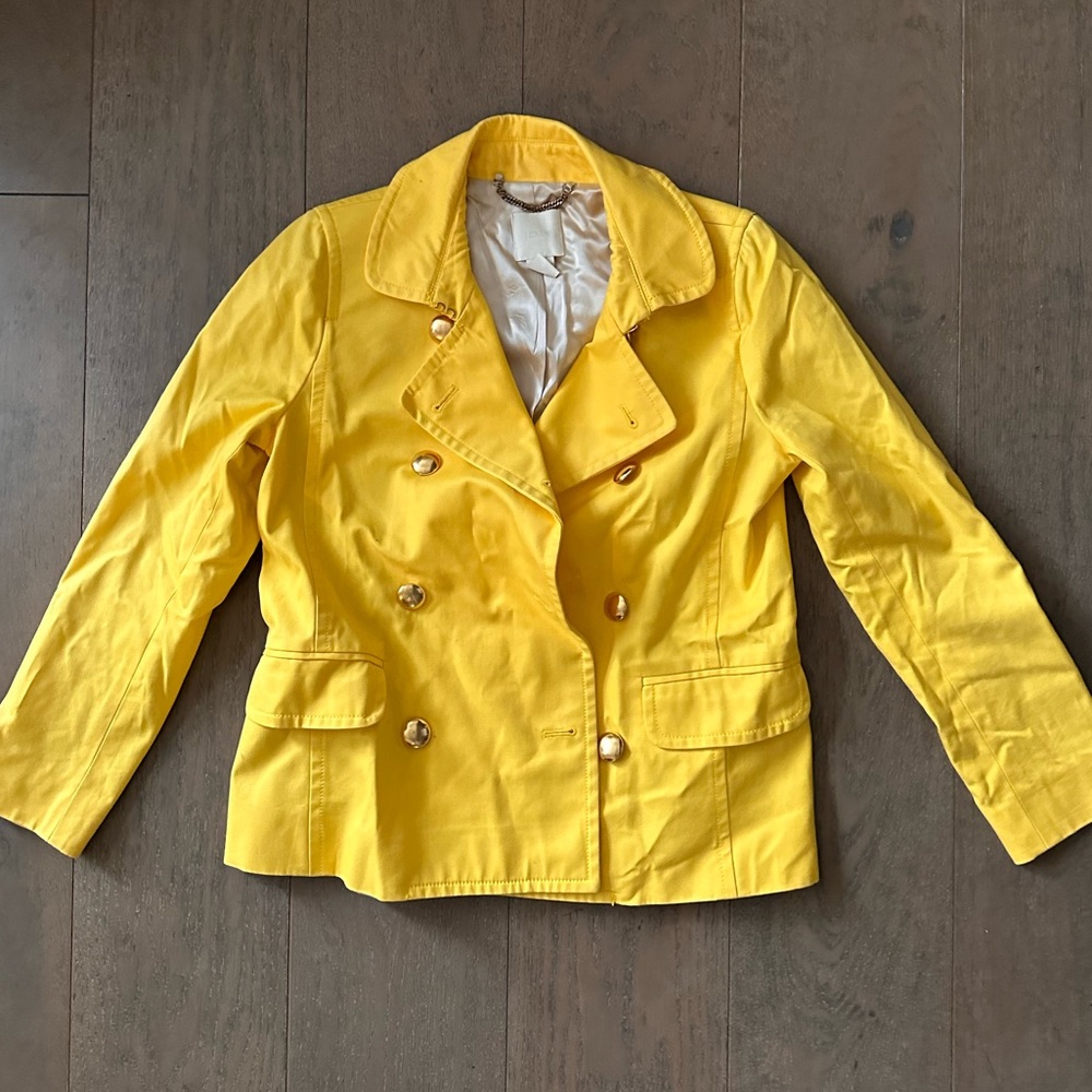 J Crew Women’s Yellow Double-Breasted Nautical Trench Jacket
